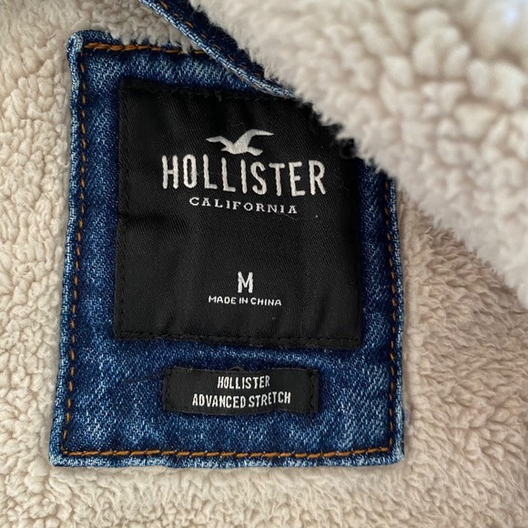 Hollister Sherpa Denim Jacket Mens Lined Trucker Coat Y2K EUC